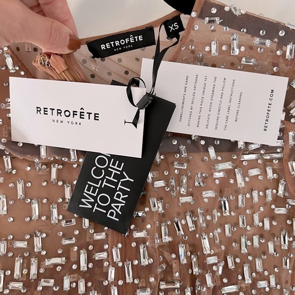 Retrofete Vinci Crystal Embellished Handmade Sheer Maxi Dress Gown NEW with tags - Picture 7 of 15